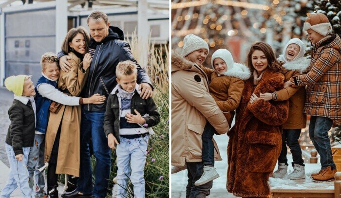  Елена с мужем и детьми